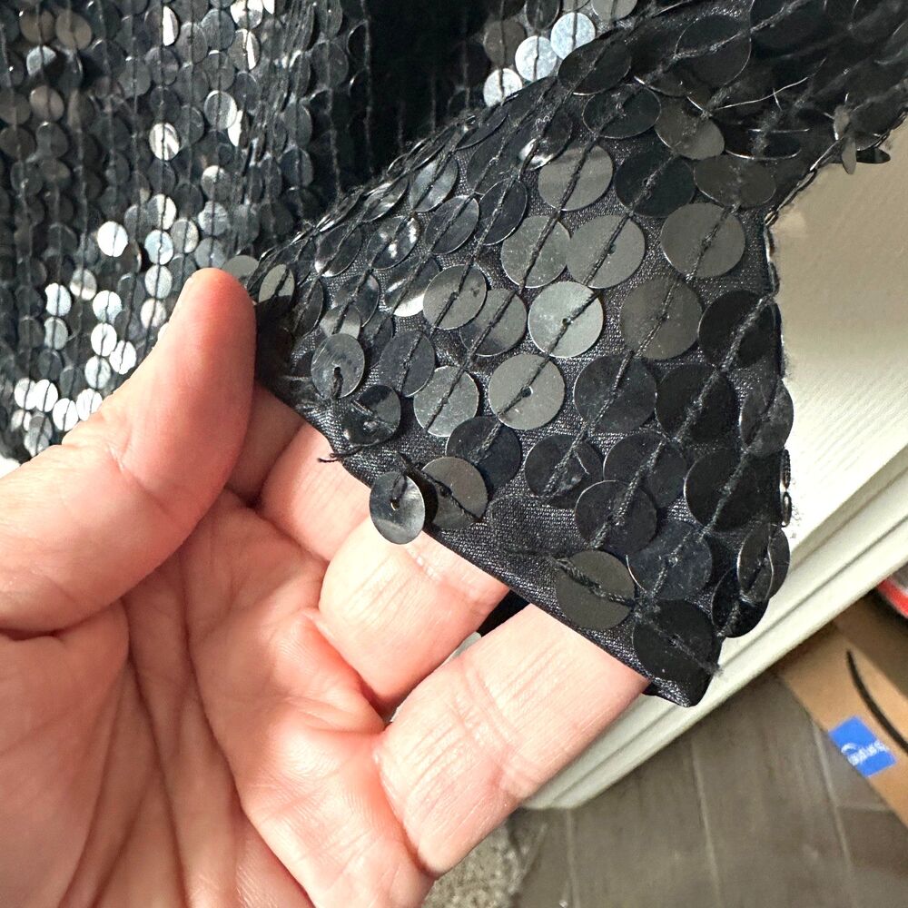vintage 90s black sequin beaded cocktail dress size 10 evening holiday party - Picture 8 of 13